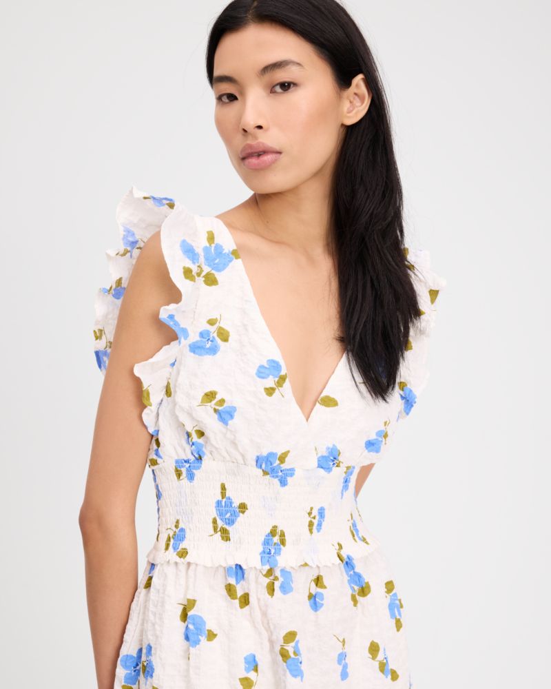 Kate Spade,Painterly Bouquet Tiered Midi Dress,