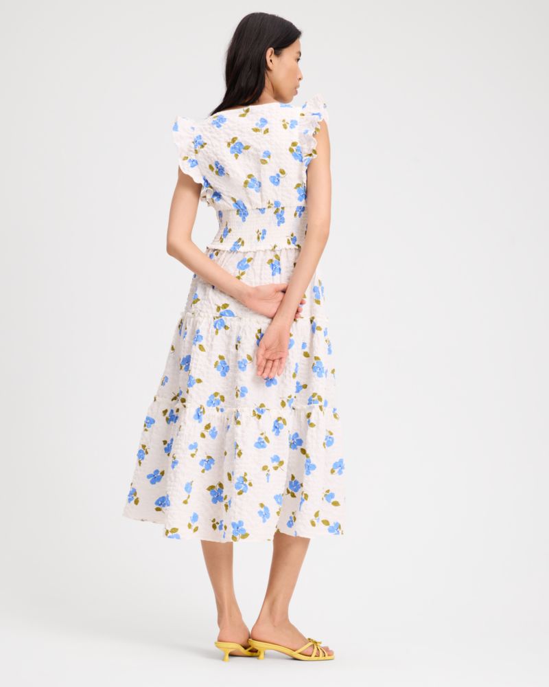 Kate Spade,ペインタリー ブーケ ティアード ミディ ドレス,ワンピース / ドレス,ダイアモンドブルー／ホワイト