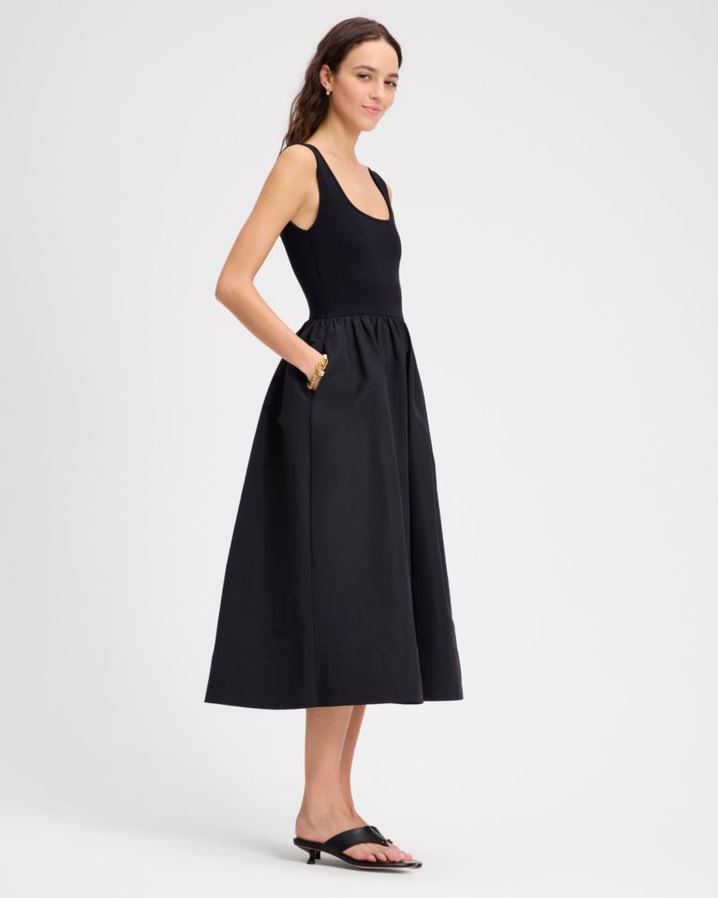 Kate Spade,Mixed Media Midi Dress,Black