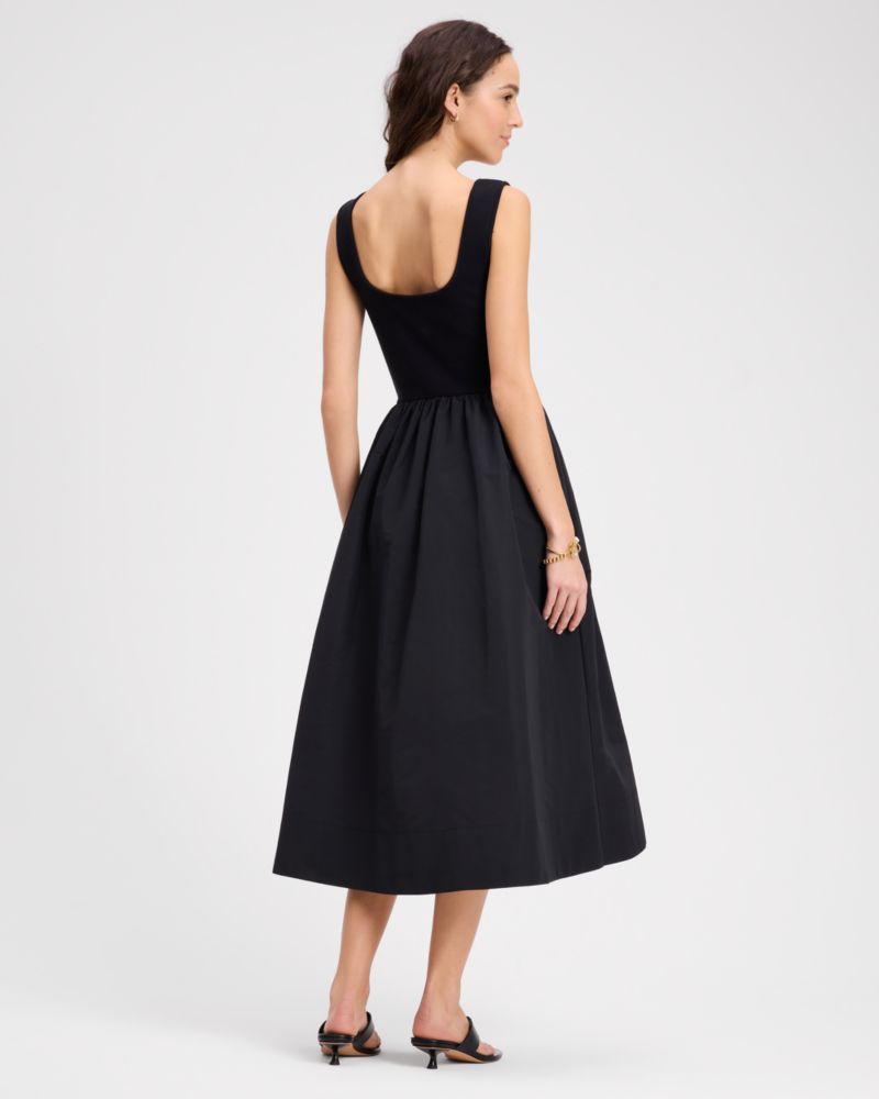 Kate Spade,Mixed Media Midi Dress,Black
