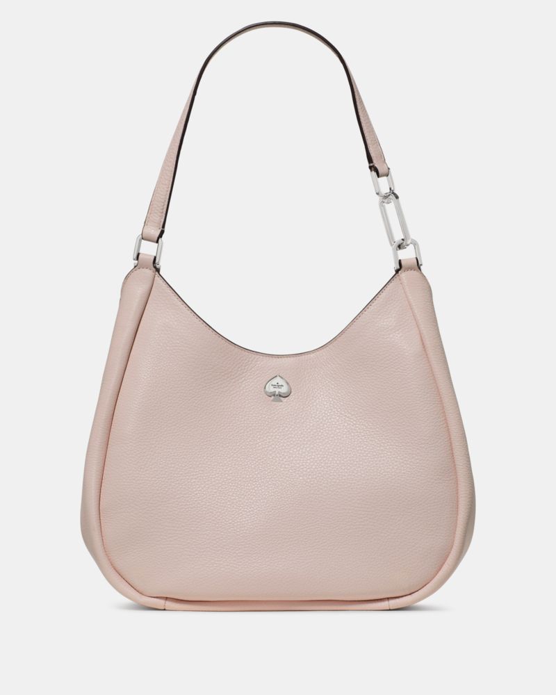 Kate Spade,Kayla Large Triple Compartment Shoulder Bag,Leather,Calfskin Leather,Shoulder Bag,Logo,Metal,Gold Metal,Casual,Pink