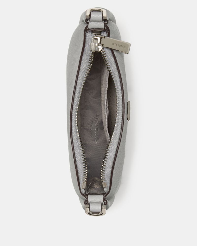 Kate Spade,Kayla Small Swingpack Crossbody,Leather,Crossbody,Logo,Metal,Compact,Gold Metal,Casual,Gray