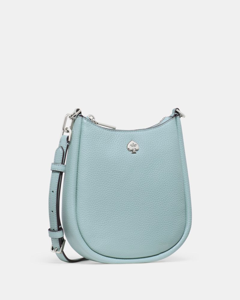 Kate Spade,Kayla Small Crossbody Bag,Leather,Crossbody,Logo,Metal,Compact,Silver Metal,Casual,Blue