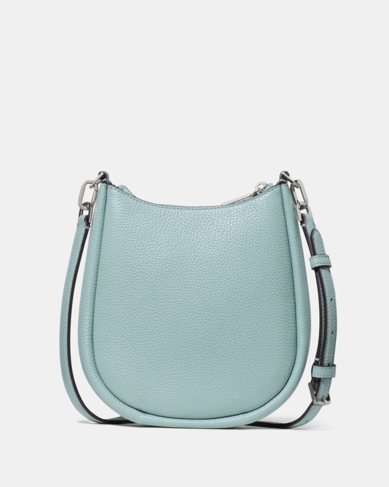 Kate Spade,Kayla Small Crossbody Bag,Leather,Crossbody,Logo,Metal,Compact,Silver Metal,Casual,Blue