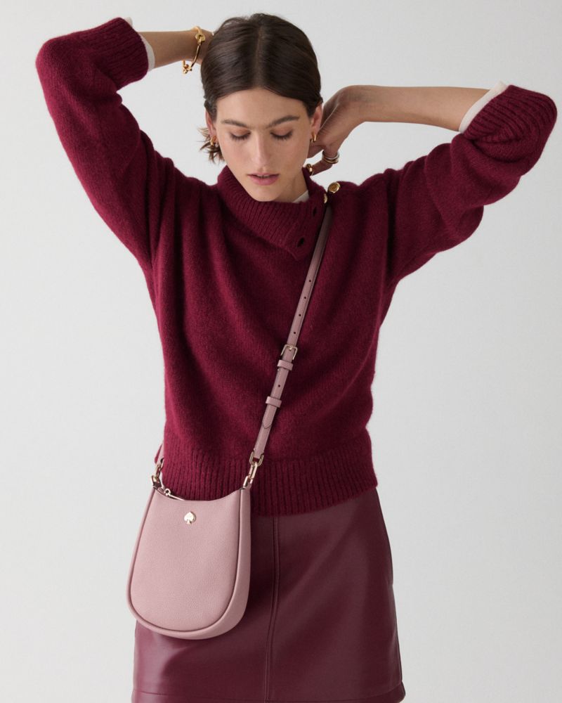 Kate Spade,Kayla Small Swingpack Crossbody,Leather,Crossbody,Logo,Gold Metal,Casual,