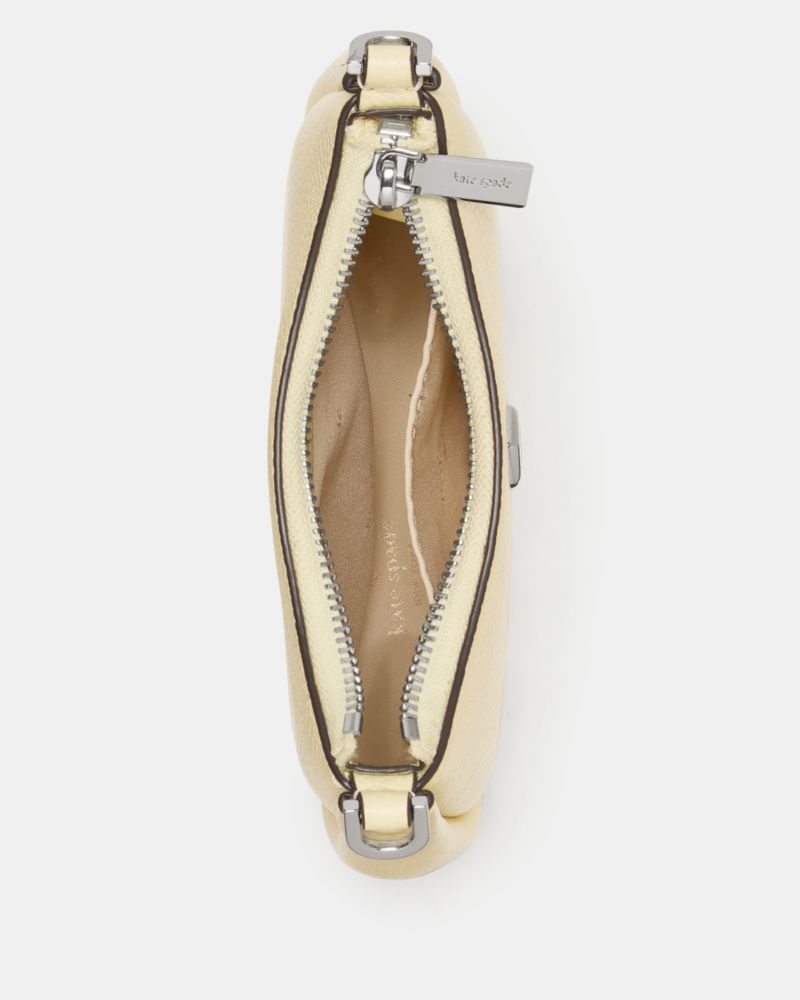 Kate Spade,Kayla Small Crossbody Bag,Leather,Crossbody,Logo,Metal,Compact,Silver Metal,Casual,Yellow