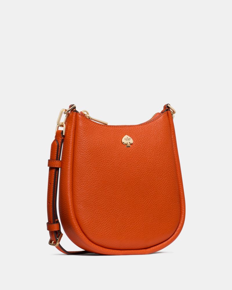 Kate Spade,Kayla Small Crossbody Bag,Leather,Crossbody,Logo,Metal,Compact,Silver Metal,Casual,Burnt Orange