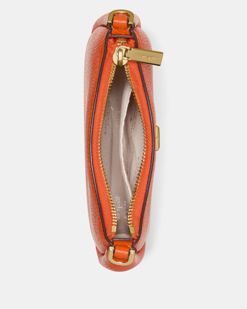 Kate Spade,Kayla Small Crossbody Bag,Leather,Crossbody,Logo,Metal,Compact,Silver Metal,Casual,Burnt Orange
