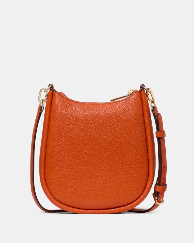 Kate Spade,Kayla Small Crossbody Bag,Leather,Crossbody,Logo,Metal,Compact,Silver Metal,Casual,Burnt Orange