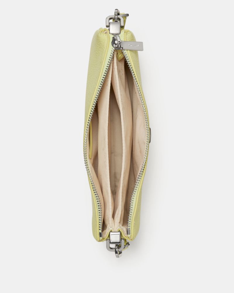 Kate Spade,Kayla Small Triple Compartment Crossbody,Calfskin Leather,Crossbody,Logo,Metal,Gold Metal,Casual,Green
