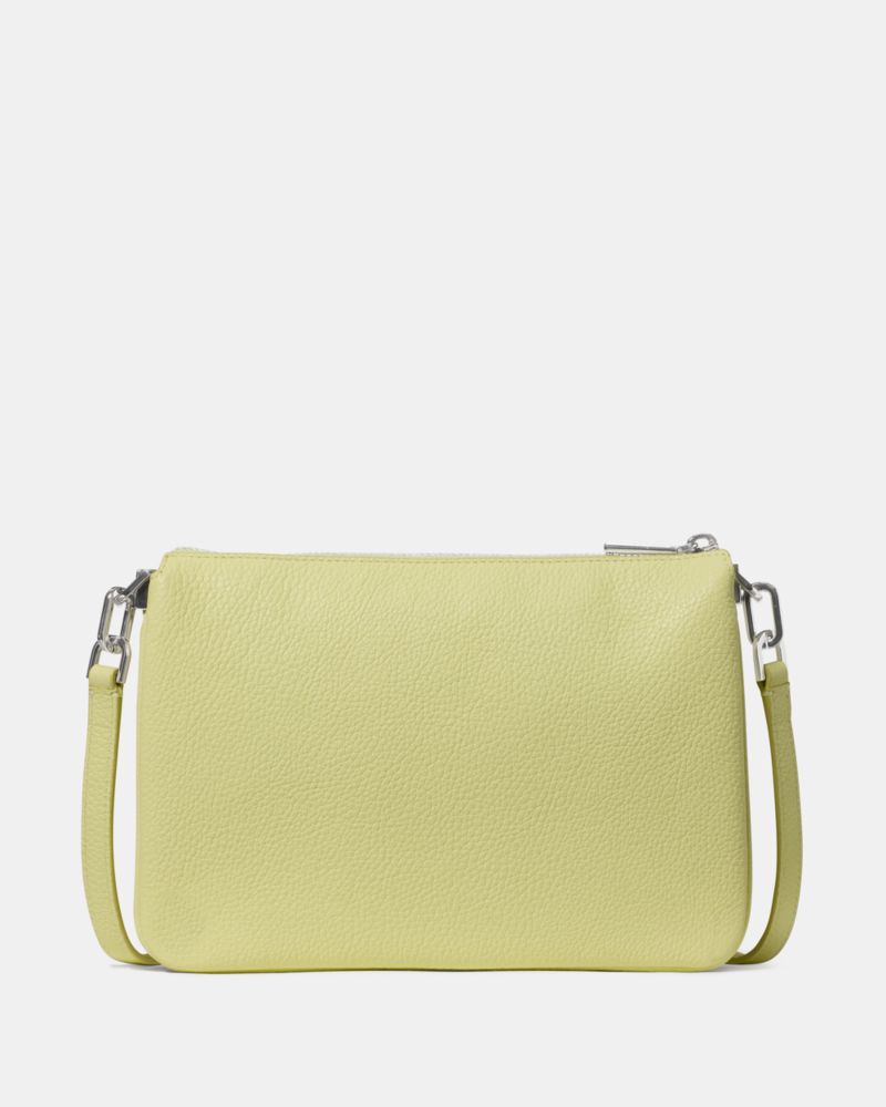 Kate Spade,Kayla Small Triple Compartment Crossbody,Calfskin Leather,Crossbody,Logo,Metal,Gold Metal,Casual,Green