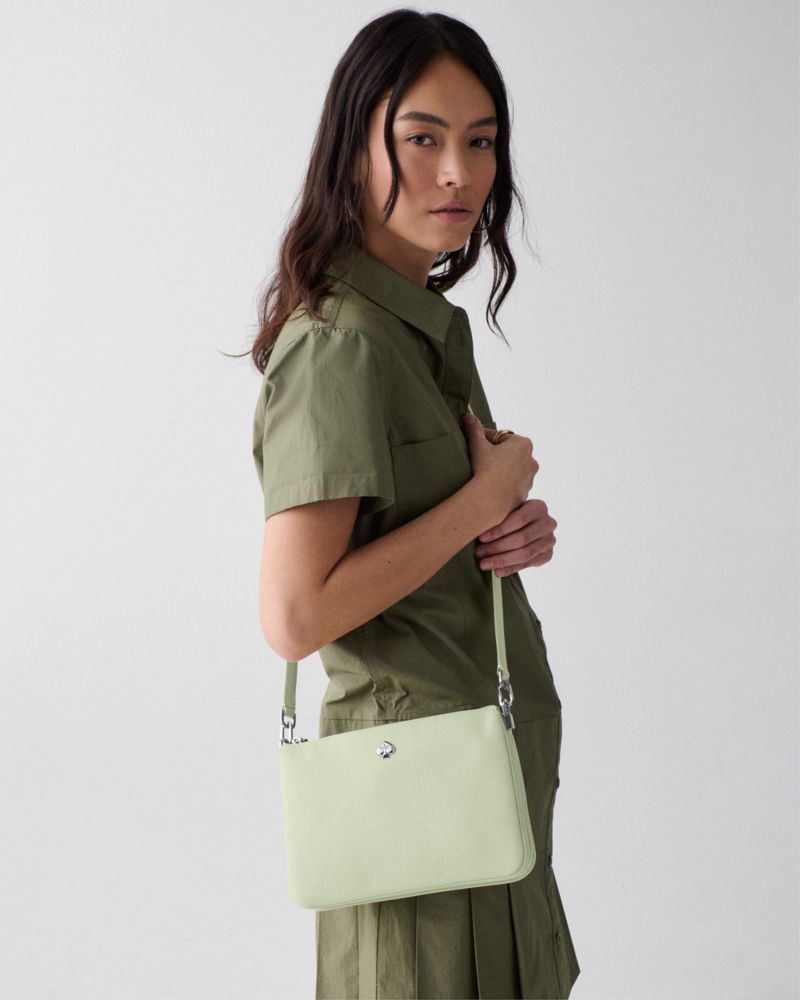 Kate Spade,Kayla Small Triple Compartment Crossbody,Calfskin Leather,Crossbody,Logo, Metal, Gold Embellishment,Water Repel...,