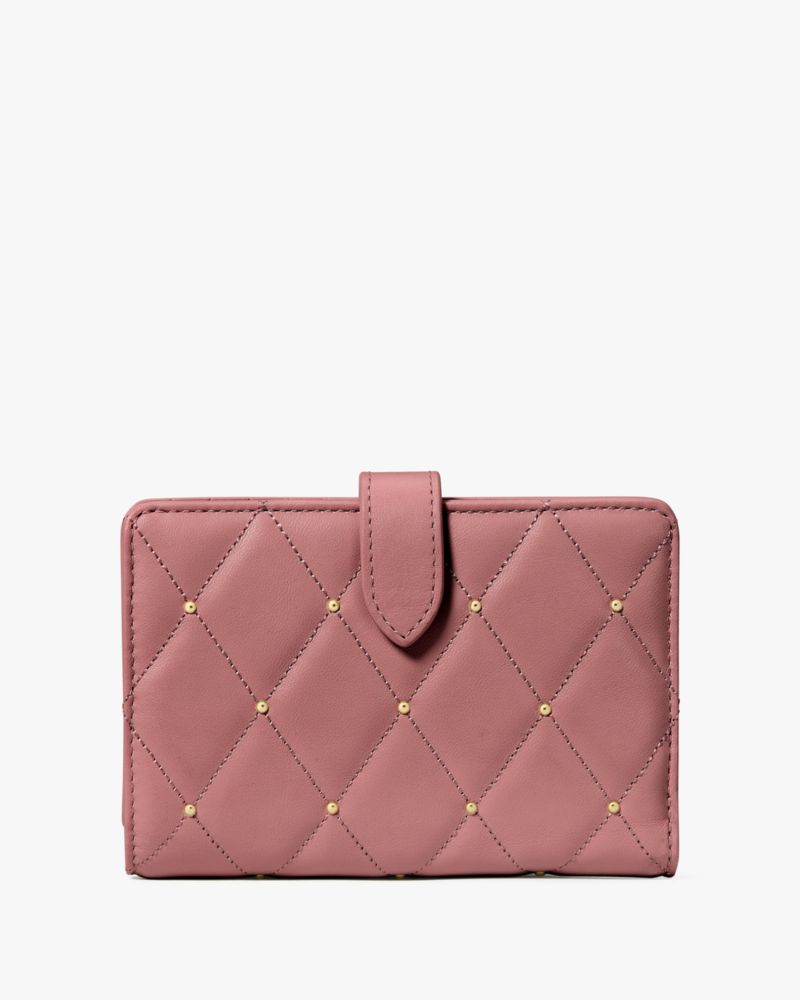 Kate Spade,Carey Quilted Studded Medium Bifold Wallet,