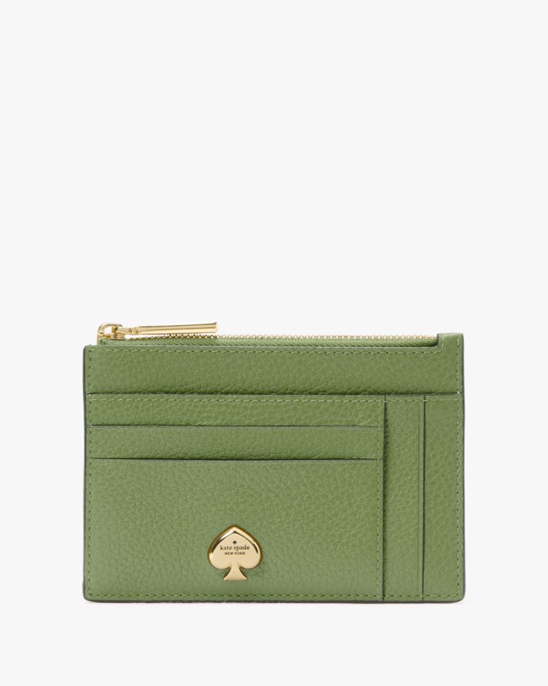 Kate Spade,Kaya Large Slim Cardholder,Calfskin Leather,Card Case,Coin,Metal,Logo,Casual,
