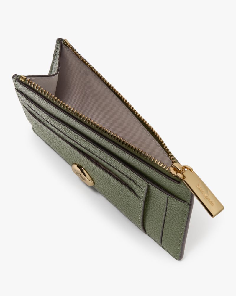Kate Spade,Kaya Large Slim Cardholder,Calfskin Leather,Card Case,Coin,Metal,Logo,Casual,