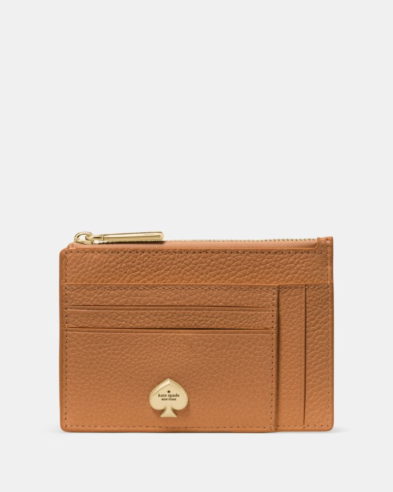 Kate Spade,Kayla Large Slim Cardholder,Leather,Card Case,Coin,Metal,Logo,Casual,