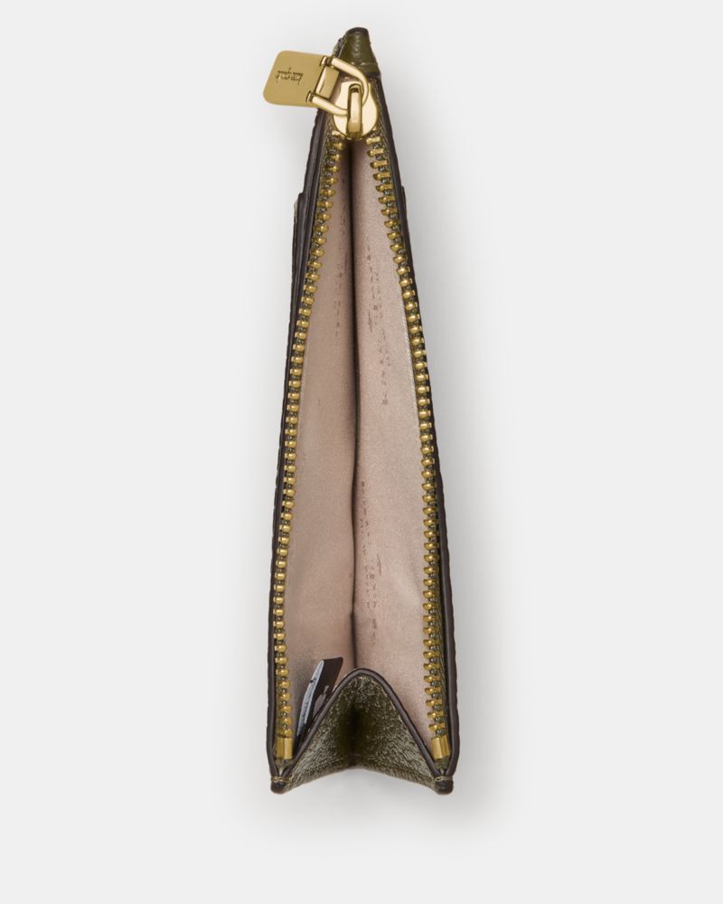 Kate Spade,Kayla Large Slim Cardholder,Calfskin Leather,Coin,Card Case,Metal,Logo,Casual,