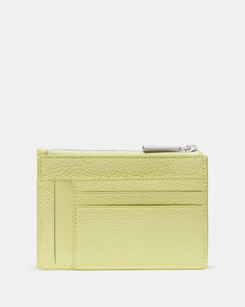 Kate Spade,Kayla Large Slim Cardholder,Calfskin Leather,Card Case,Coin,Metal,Logo,Casual,Yellow