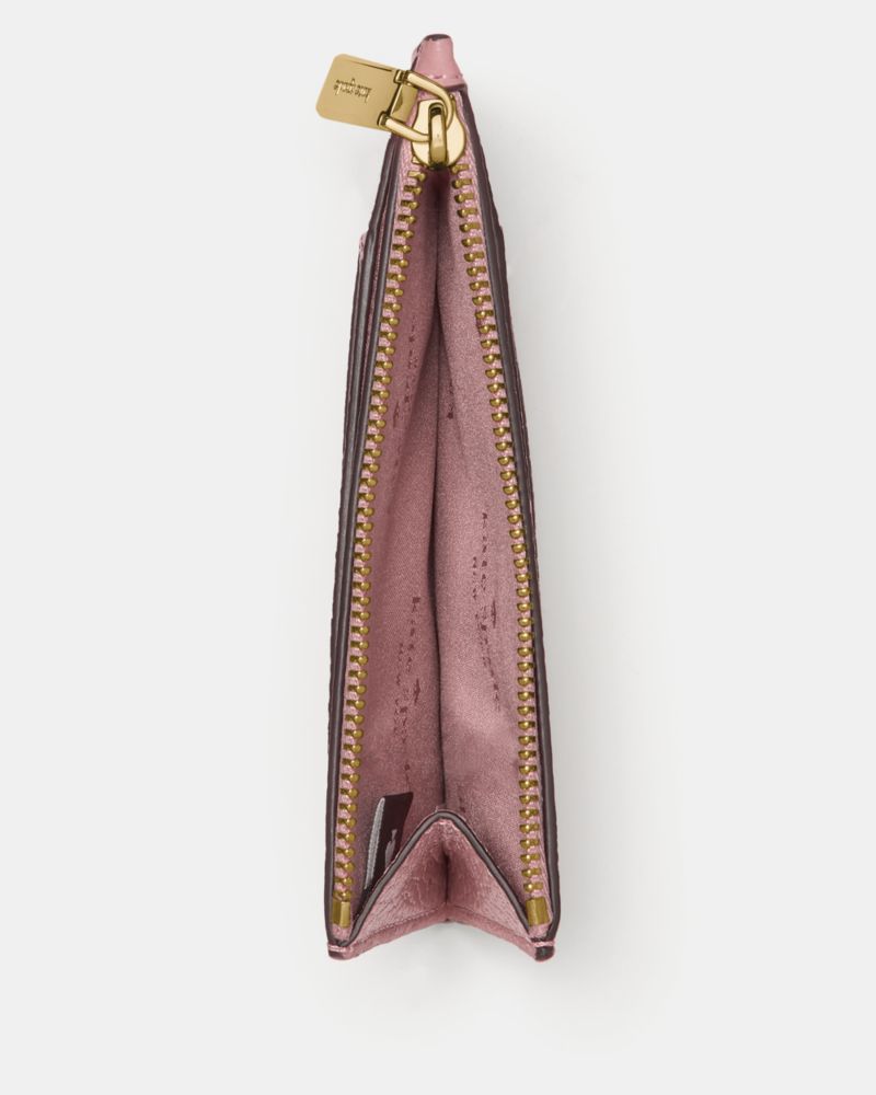 Kate Spade,Kayla Large Slim Cardholder,Calfskin Leather,Coin,Card Case,Metal,Logo,Casual,