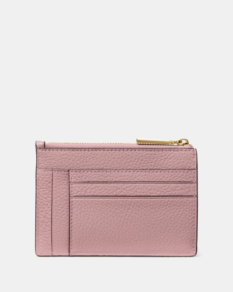 Kate Spade,Kayla Large Slim Cardholder,Calfskin Leather,Coin,Card Case,Metal,Logo,Casual,