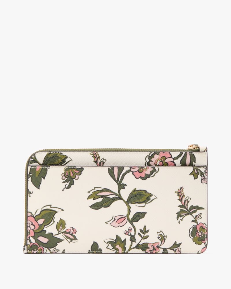 Kate Spade,Lucy Floral Medium L-zip Wristlet,Cream