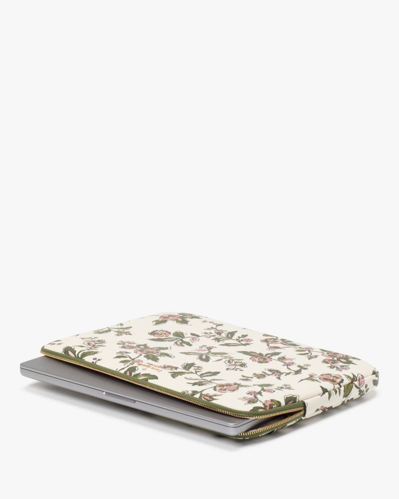 Kate Spade,Madison Floral Laptop Sleeve,Cream