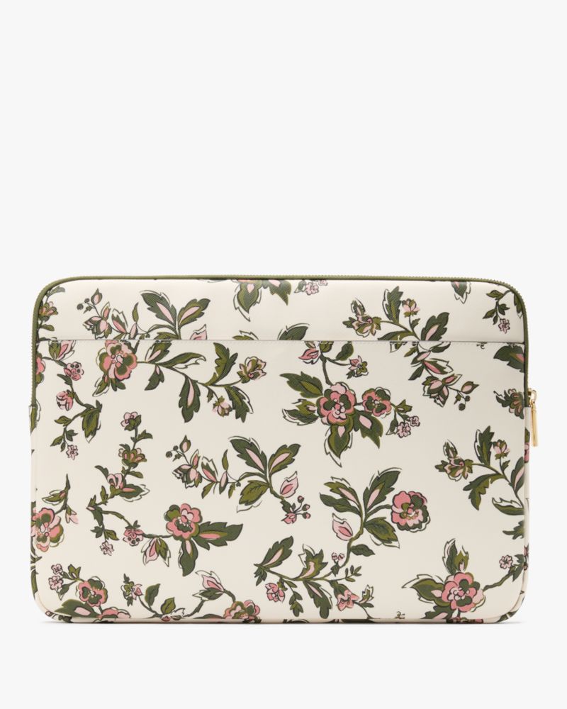 Kate Spade,Madison Floral Laptop Sleeve,Cream