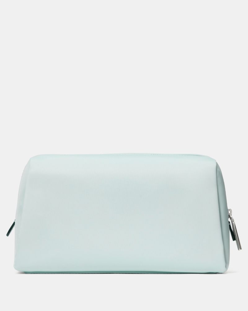 Kate Spade,Carter Nylon Cosmetic Pouch,Nylon,Makeup Bag,Logo, Metal, Gold Embellishment,Recycled,Gold Metal,Travel, Weeken...,