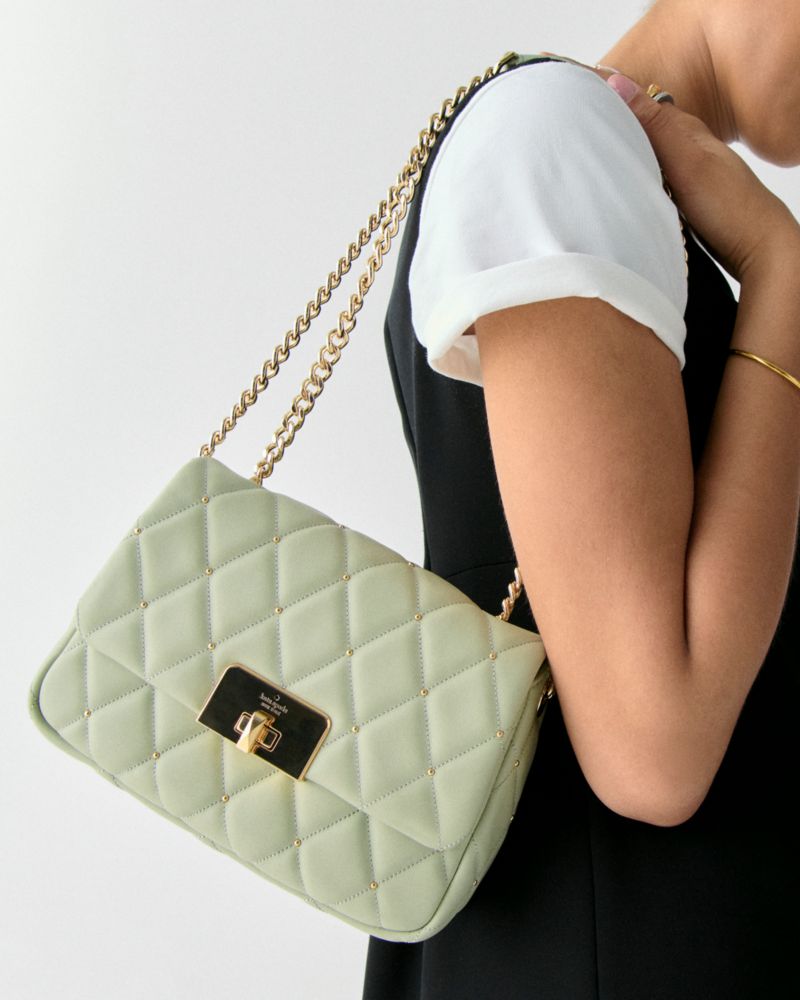 Kate Spade,Carey Quilted Studs Small Flap Crossbody,