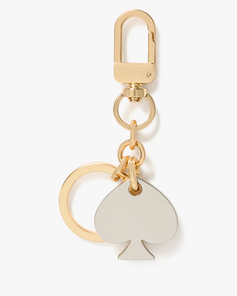 Kate Spade,Spade Logo Metal Bag Charm,Key Chain,White