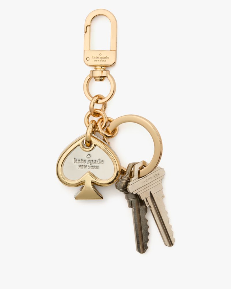 Kate Spade,Spade Logo Metal Bag Charm,Key Chain,White