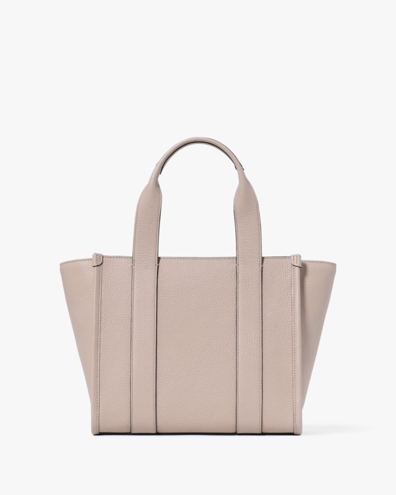 Kate Spade,Kip Leather Small Tote,Leather,Tote,Faux Leather,Stripe,Word Embellishment,Logo,Adjustable,Lined,Compact,Gold M...,Beige