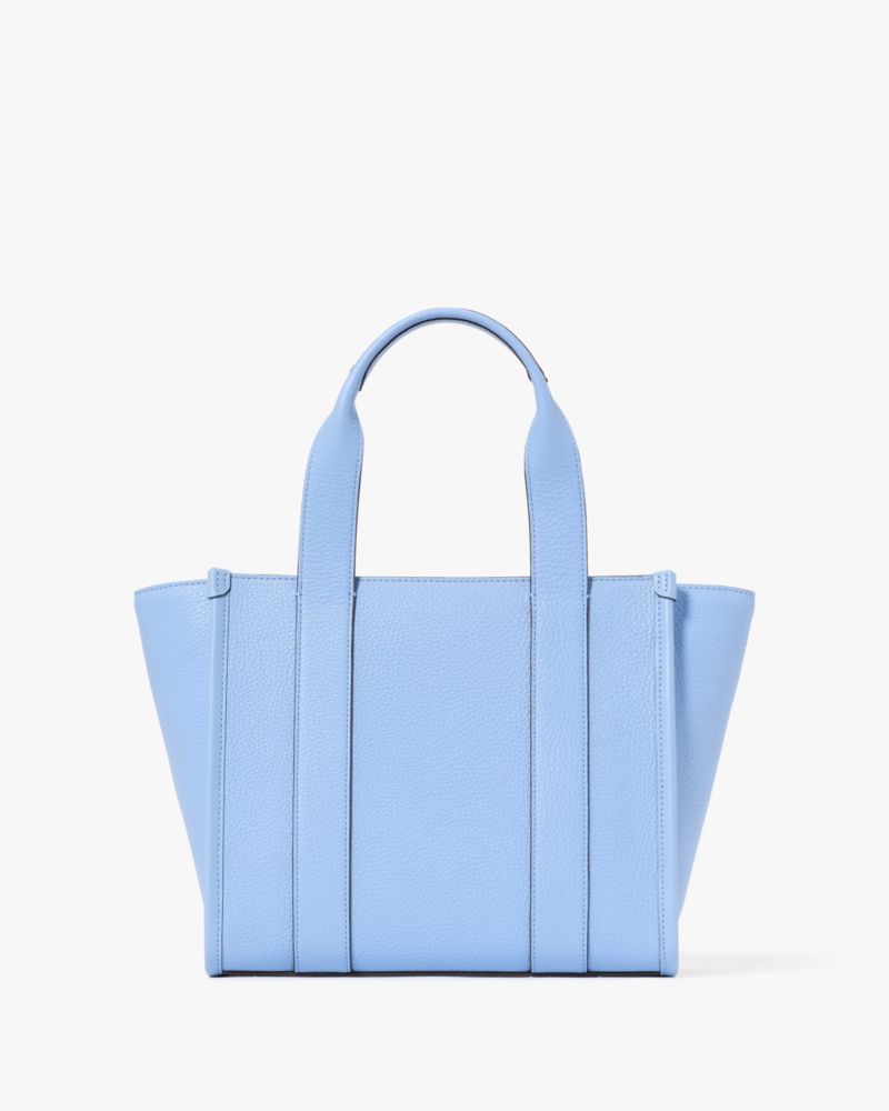 Kate Spade,Kip Leather Small Tote,Leather,Tote,Faux Leather,Stripe,Word Embellishment,Logo,Adjustable,Lined,Compact,Gold M...,Blue