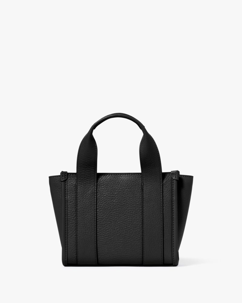 Kate Spade,Kip Leather Mini Tote,Leather,Tote,Embossed,Logo,Compact,Gold Metal,Casual,Black