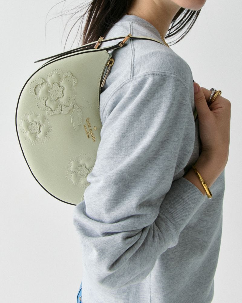Kate Spade,マディソン フォレスト ブルーム アップリケ クレセント ショルダー バッグ,バッグ,セージバンドル