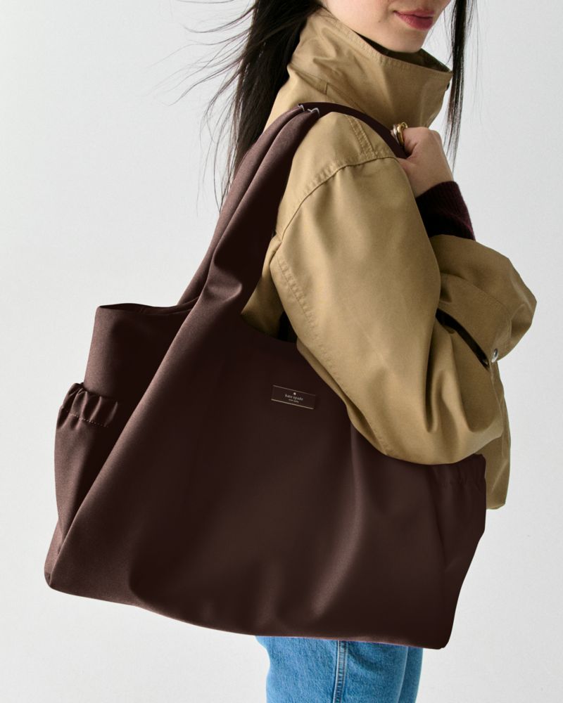 Kate Spade,Carter Nylon Large Baby Bag,Nylon,Hobo,Logo,Metal,Casual,