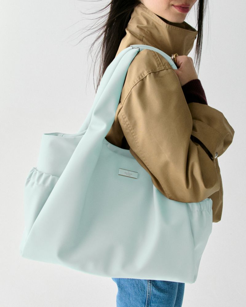 Kate Spade,Carter Nylon Large Baby Bag,Nylon,Hobo,Logo, Metal, Gold Embellishment,Water Repellent,Casual, Baby Shower,