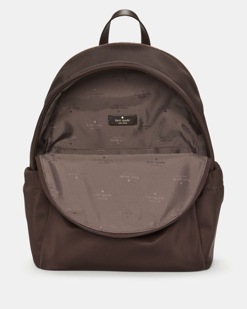 Kate Spade,Carter Nylon Large Backpack,Polyurethane,Faux Leather,Lambskin,Lining Nylon,Polyester,Polyamide,Nylon,Synthetic...,Brown