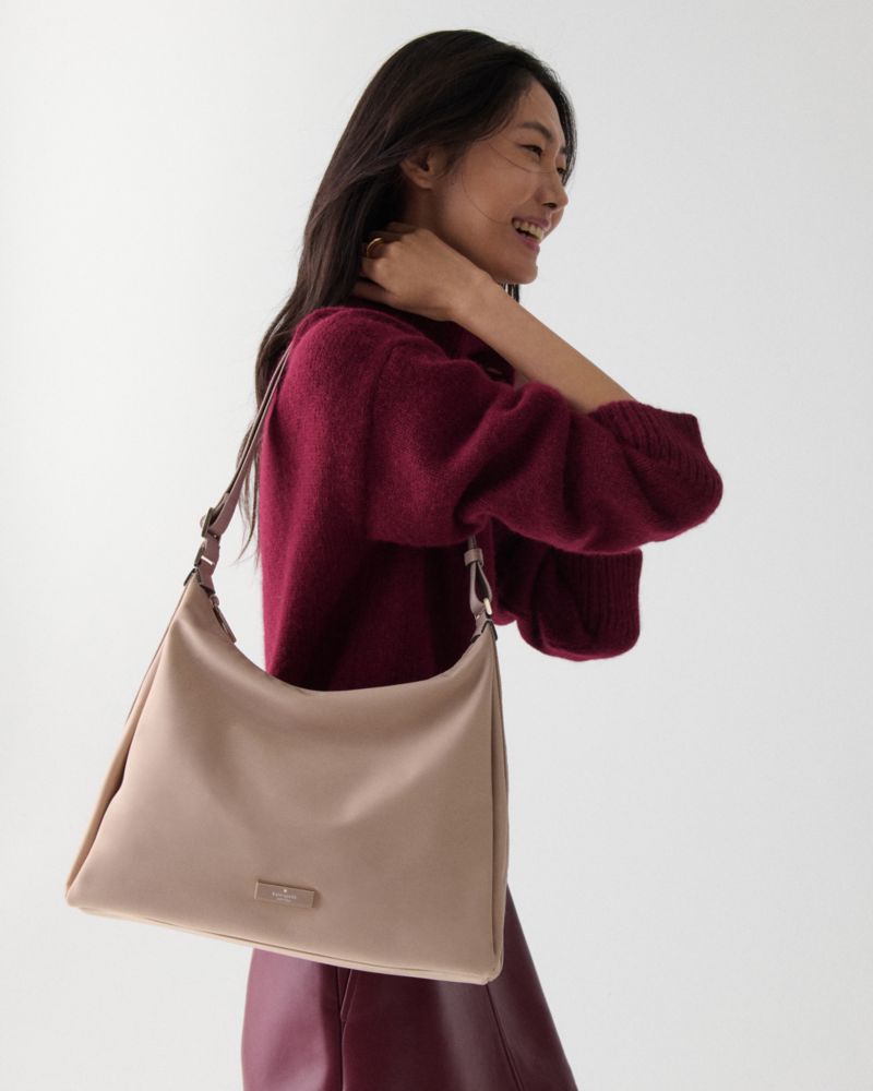 Kate Spade,Carter Nylon Large Convertible Crossbody,Nylon,Shoulder Bag,Metal,Lined,Adjustable,Gold Metal,Casual,