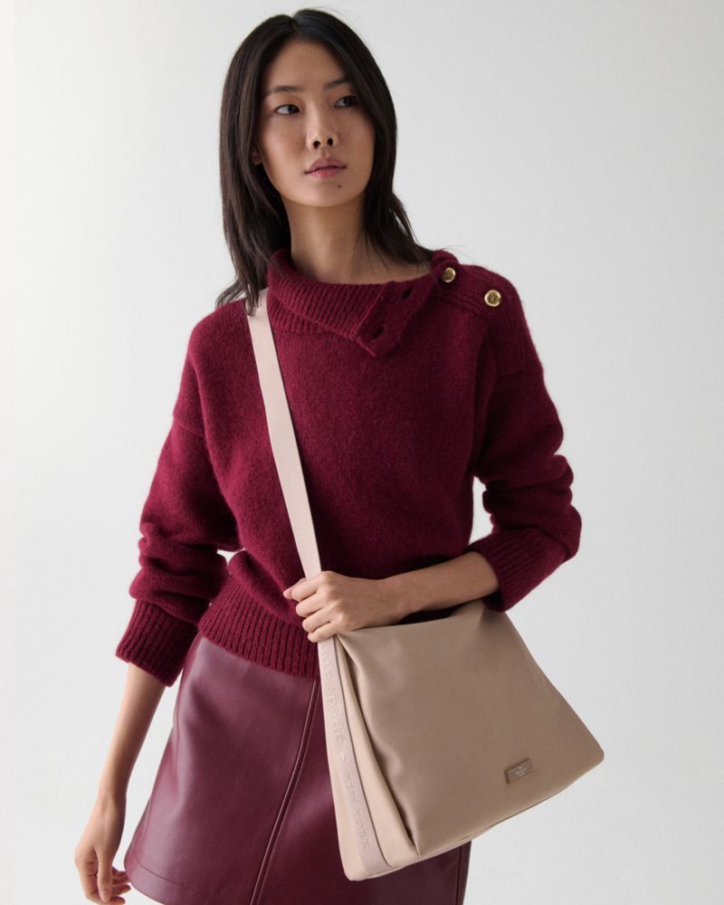 Kate Spade,Carter Nylon Large Convertible Crossbody,Nylon,Shoulder Bag,Metal,Lined,Adjustable,Gold Metal,Casual,