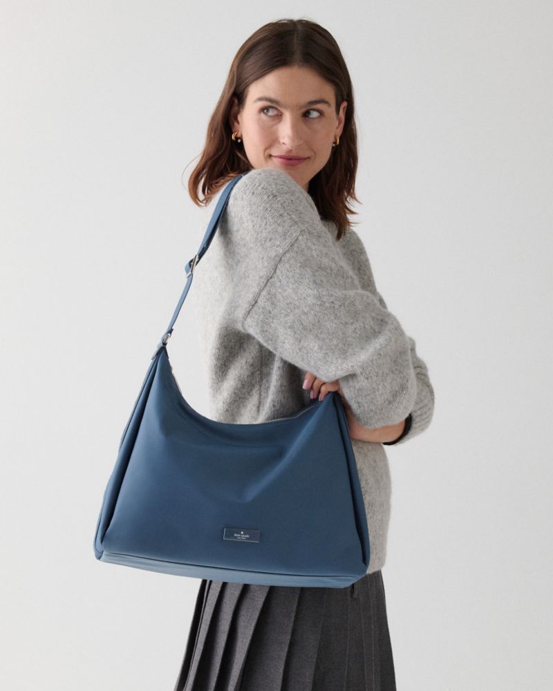 Kate Spade,Carter Nylon Large Convertible Crossbody,Nylon,Shoulder Bag,Metal,Lined,Adjustable,Gold Metal,Casual,