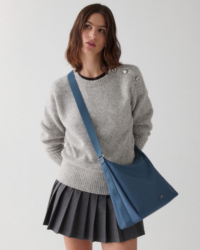 Kate Spade,Carter Nylon Large Convertible Crossbody,Nylon,Shoulder Bag,Metal,Lined,Adjustable,Gold Metal,Casual,