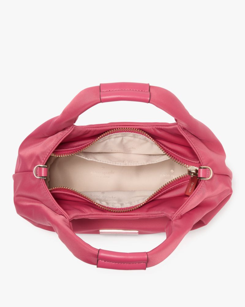 Kate Spade,Carter Nylon Small Pleated Crossbody,Nylon,Crossbody,Metal,Logo,Gold Metal,Casual,Pink