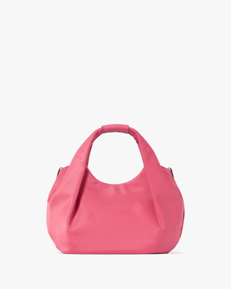 Kate Spade,Carter Nylon Small Pleated Crossbody,Nylon,Crossbody,Metal,Logo,Gold Metal,Casual,Pink