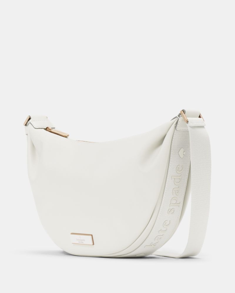 Kate Spade,Carter Nylon Medium Sling Bag,Polyurethane,Nylon,Crossbody,Metal,Gold Metal,Casual,White