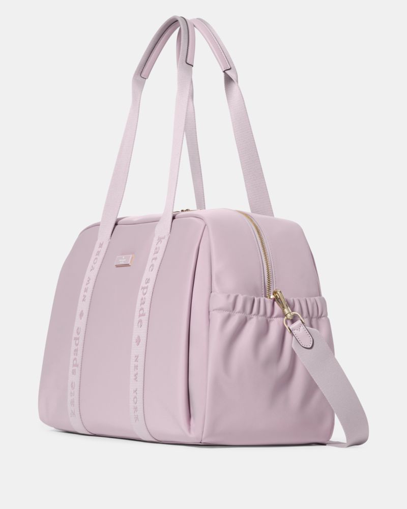 Kate Spade,Carter Nylon Large Weekender,Nylon,Polyurethane,Weekender,Logo,Lavender
