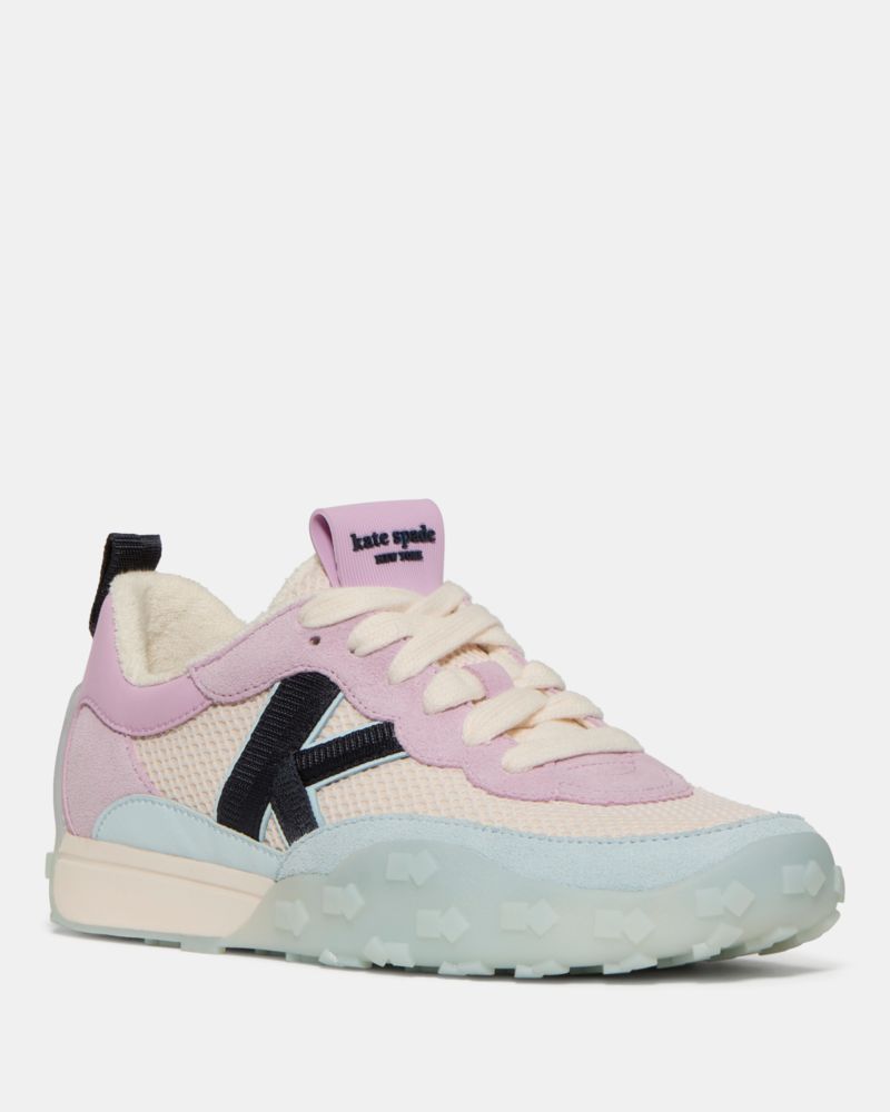 Kate Spade,K As In Kate Sneakers,Mesh,Rubber,Cotton,Casual,Color Block,Embossed,Mixed Media,Scallop,Pull Tab,Casual,