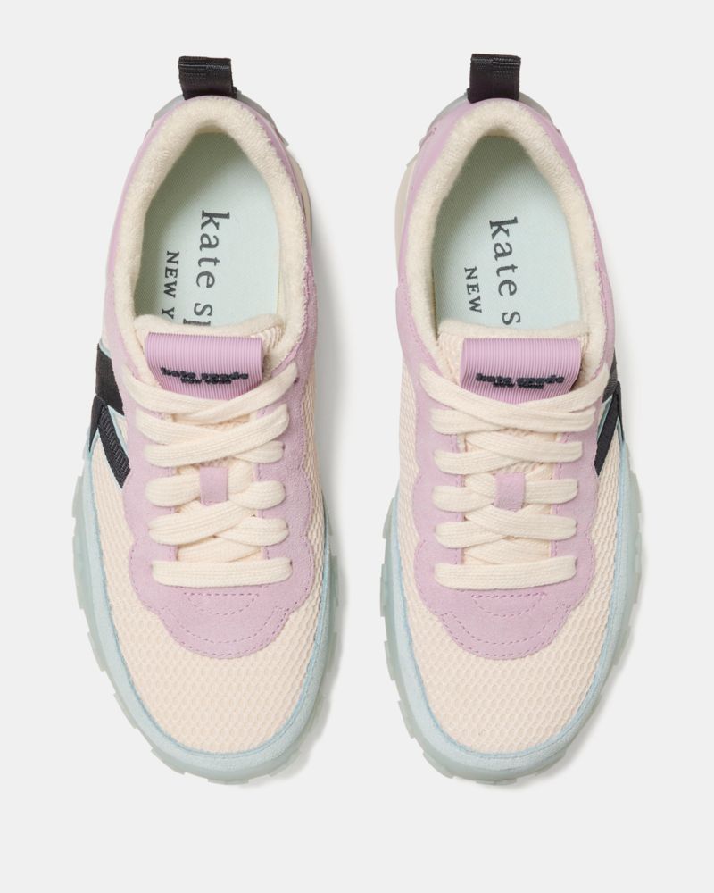 Kate Spade,K As In Kate Sneakers,Mesh,Rubber,Cotton,Casual,Color Block,Embossed,Mixed Media,Scallop,Pull Tab,Casual,