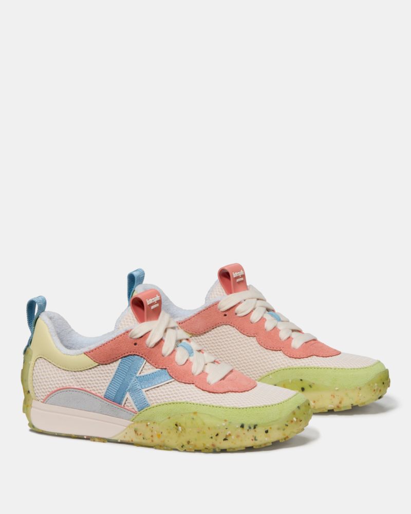 Kate Spade,K As In Kate Sneakers,Mesh,Cotton,Casual,Mixed Media,Color Block,Pull Tab,Casual,Multi Color