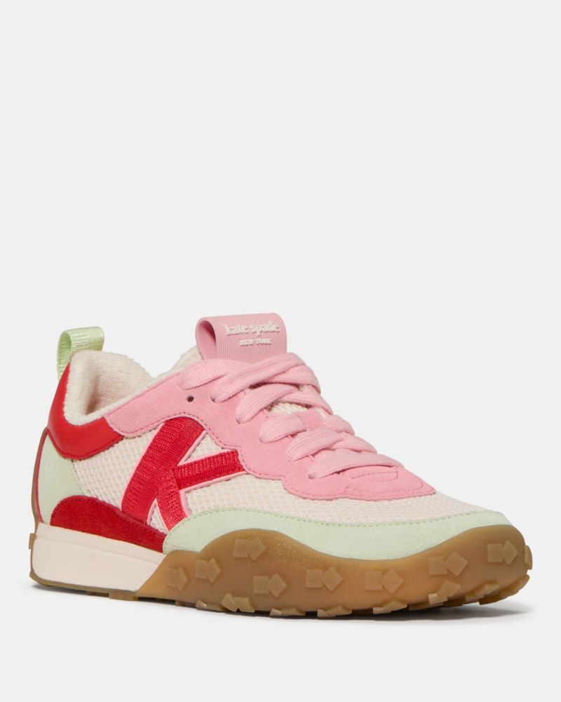Kate Spade,K As In Kate Sneakers,Mesh,Rubber,Cotton,Casual,Color Block,Embossed,Mixed Media,Scallop,Pull Tab,Casual,
